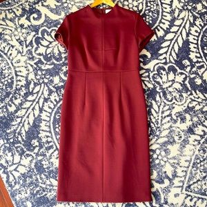 Hugo Boss maroon lined dress w cap sleeves sz10